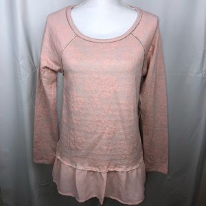 Miss Chievous Pink Peplum Long Sleeve Blouse L